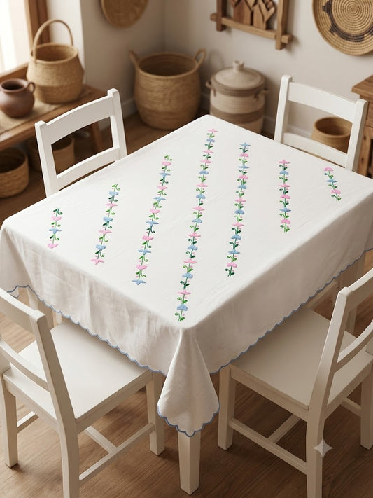 Hand Embroidered Four Seater Floral Table Cover