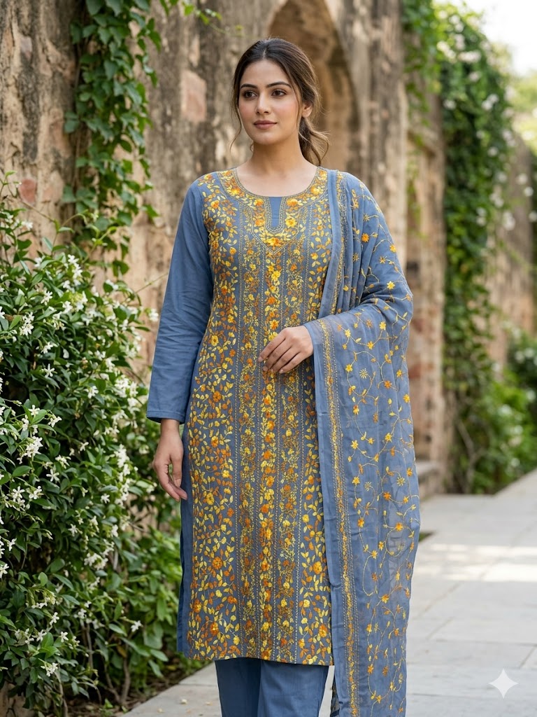 Chikonwala's Exclusive Hand Embroidered Fulkari Dress
