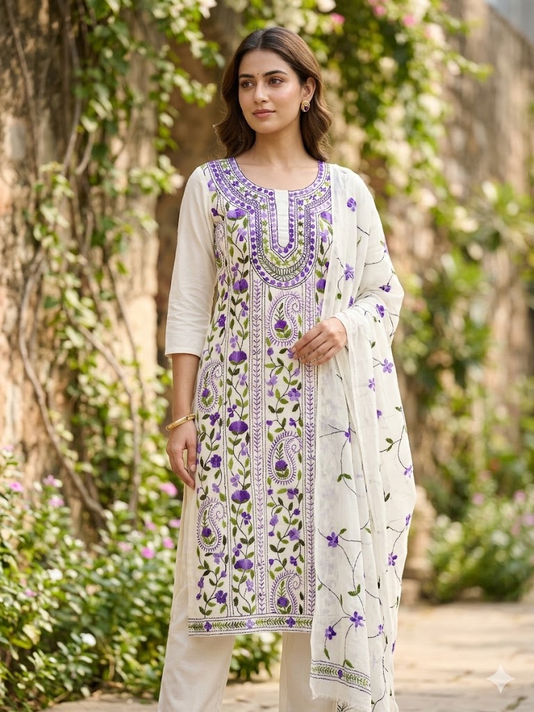 Chikonwala's Exclusive Hand Embroidered Fulkari Dress
