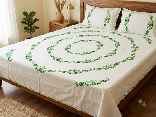 Chikonwala's Hand Embroidered Floral Design Bedsheet