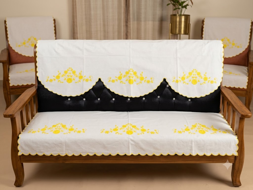 Hand Embroidered Sofa Cover (3+1+1 Seater)