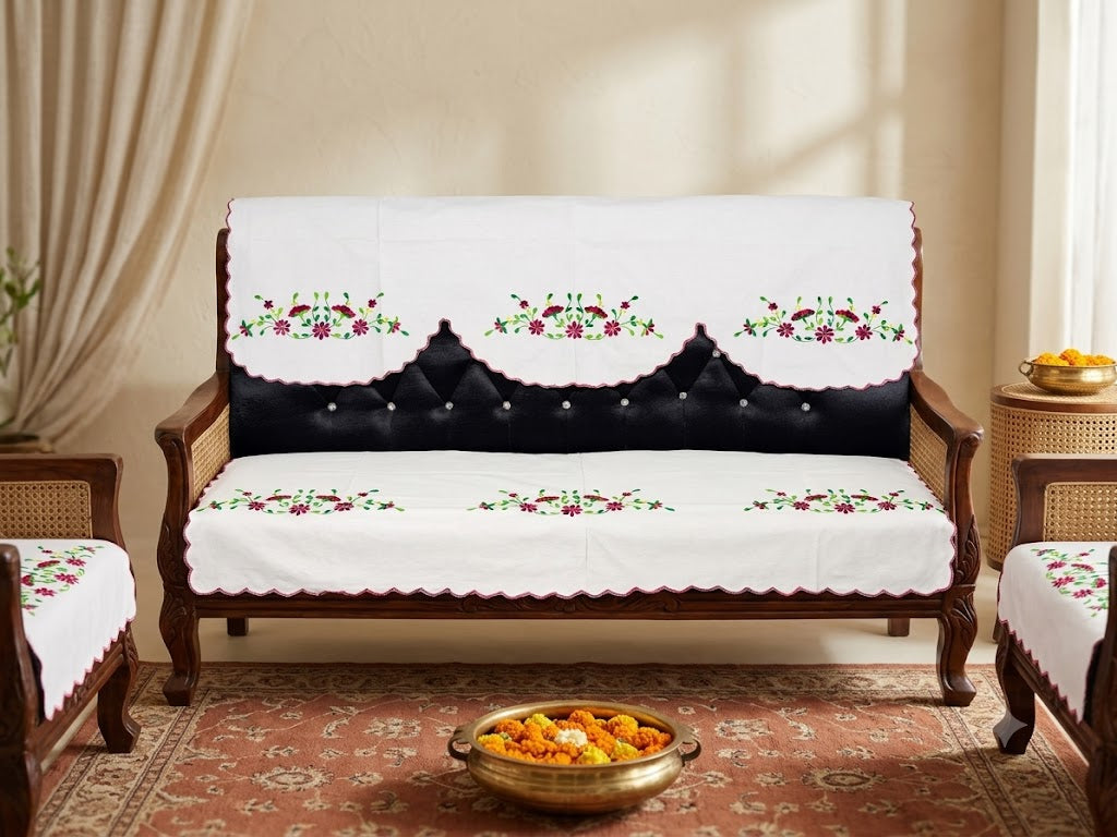 Hand Embroidered Sofa Cover (3+1+1 Seater)