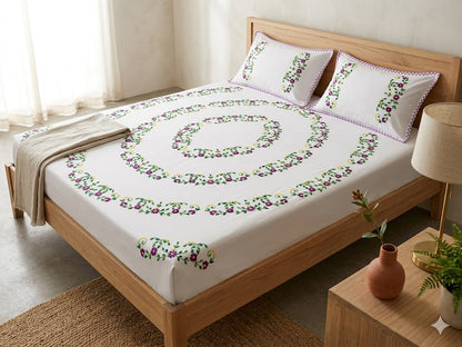 Chikonwala's Hand Embroidered Floral Design Bedsheet