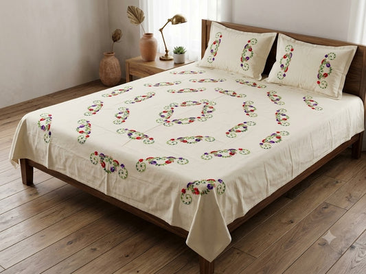Chikonwala's Hand Embroidered Pure Cotton Bedsheet