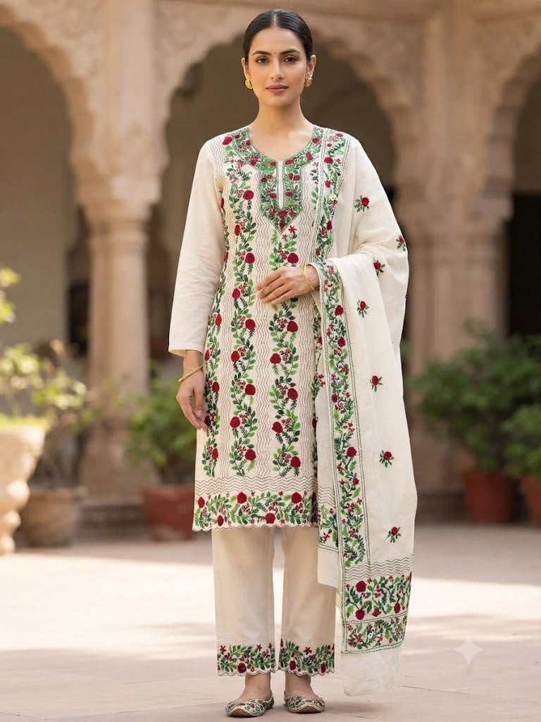 Chikonwala's Exclusive Hand Embroidered Fulkari Dress