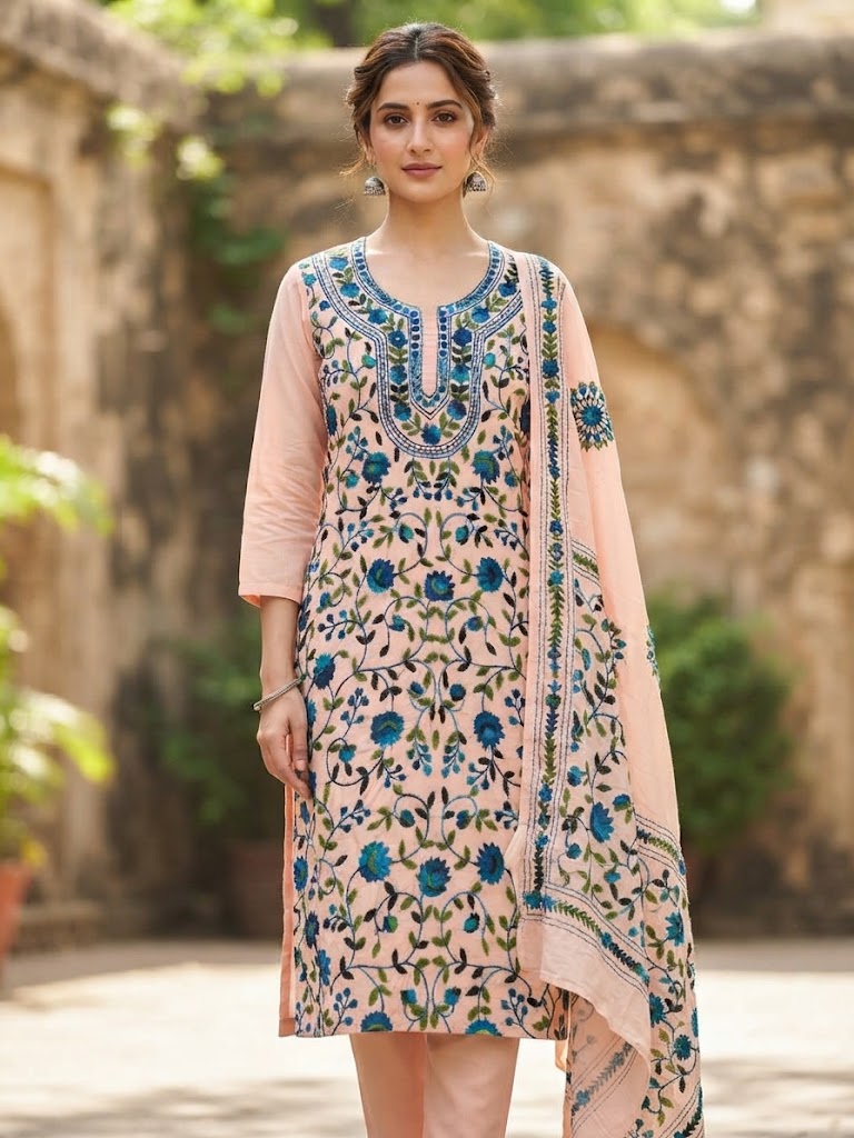Chikonwala's Exclusive Hand Embroidered Fulkari Dress