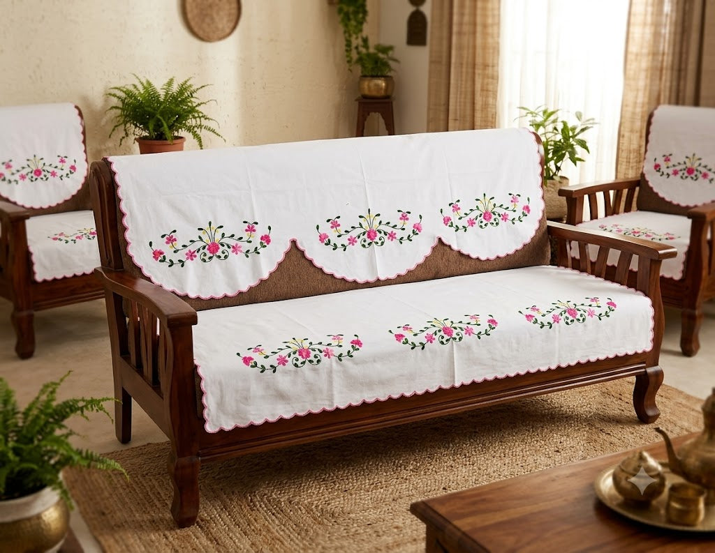 Hand Embroidered Sofa Cover (3+1+1 Seater)