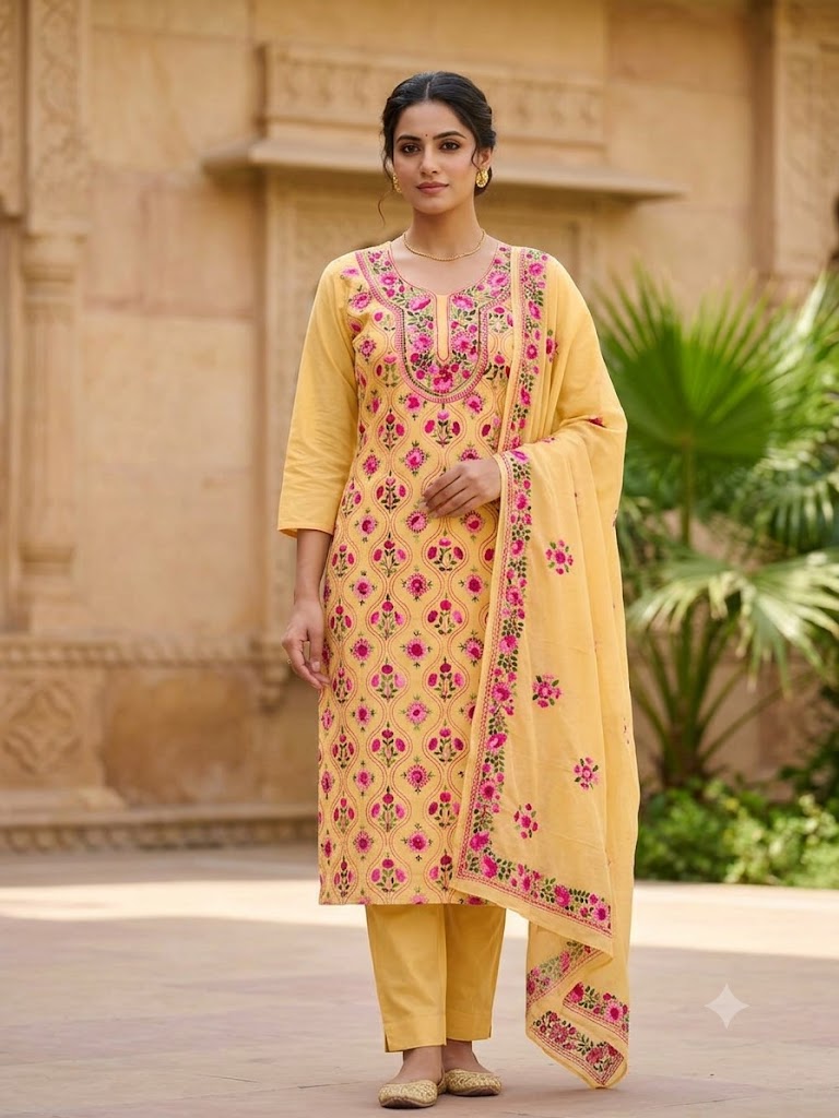 Chikonwala's Exclusive Hand Embroidered Fulkari Dress
