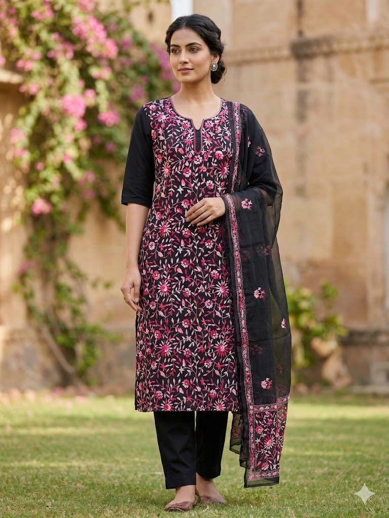 Chikonwala's Exclusive Hand Embroidered Fulkari Dress