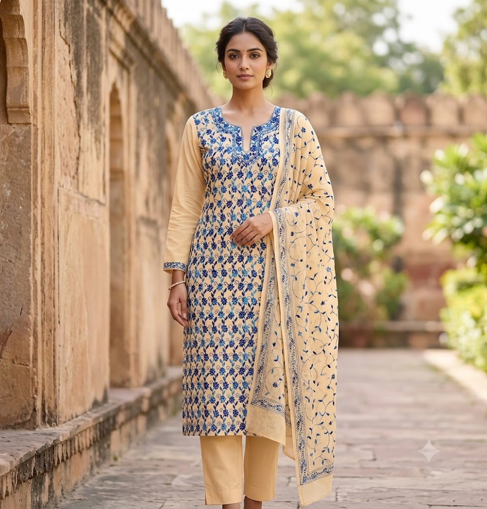 Chikonwala's Exclusive Hand Embroidered Fulkari Dress