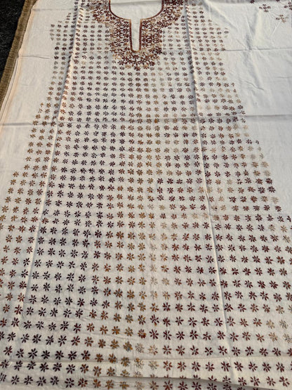 Hand Embroidered Pure Cotton Kurti Material | 3 Meter Premium Fabric | Made in India