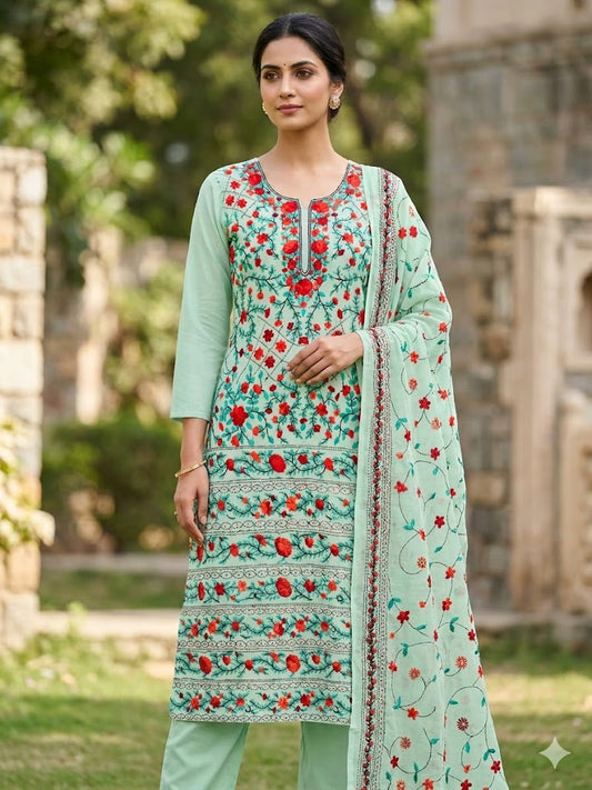 Chikonwala's Exclusive Hand Embroidered Fulkari Dress