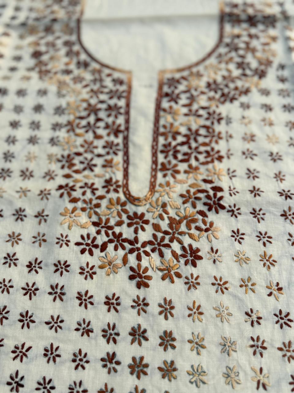 Hand Embroidered Pure Cotton Kurti Material | 3 Meter Premium Fabric | Made in India