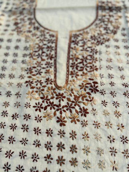 Hand Embroidered Pure Cotton Kurti Material | 3 Meter Premium Fabric | Made in India