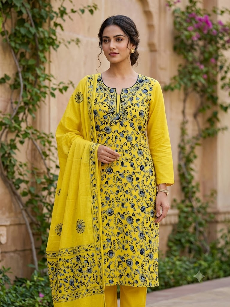 Chikonwala's Exclusive Hand Embroidered Fulkari Dress
