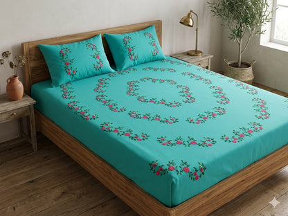 Chikonwala's Hand Embroidered Floral Design Bedsheet