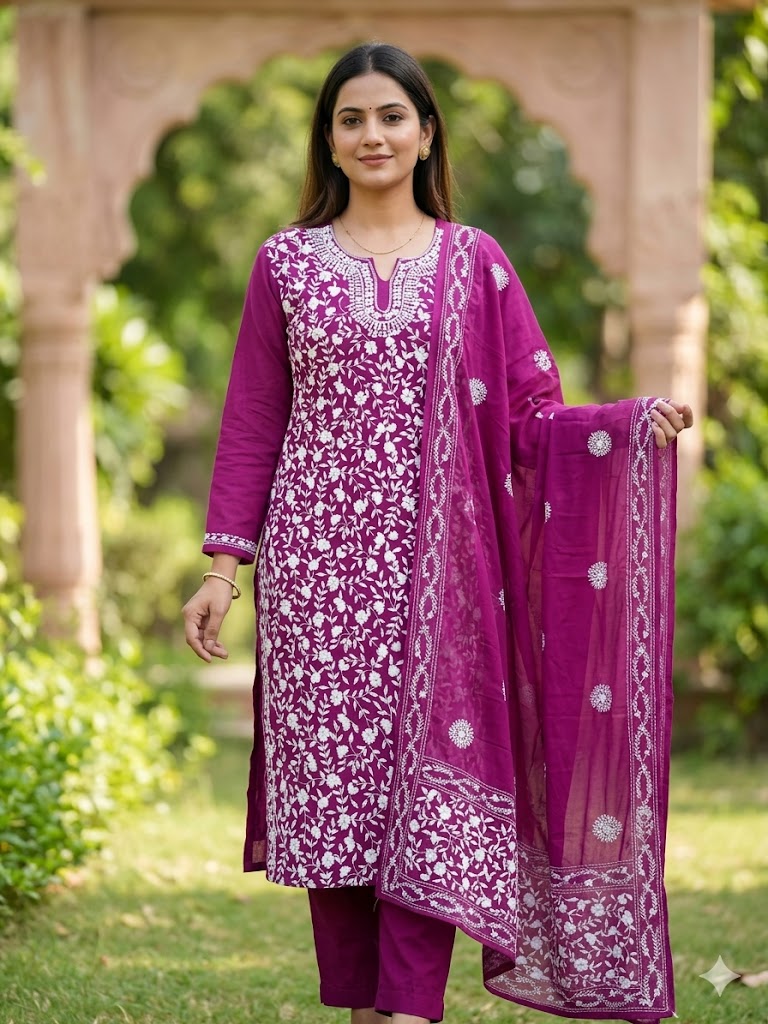 Chikonwala's Exclusive Hand Embroidered Fulkari Dress