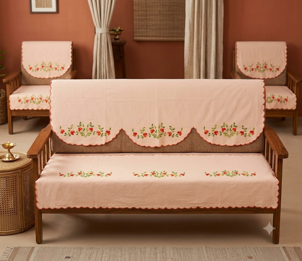 Hand Embroidered Sofa Cover (3+1+1 Seater)