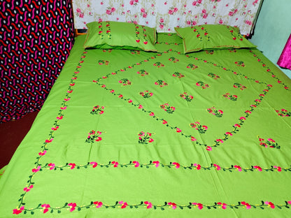 Chikonwala's Hand Embroidered Floral Design Bedsheet