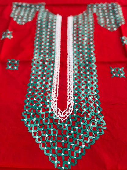 Hand Embroidered Pure Cotton Kurti Material | 3 Meter Premium Fabric | Made in India