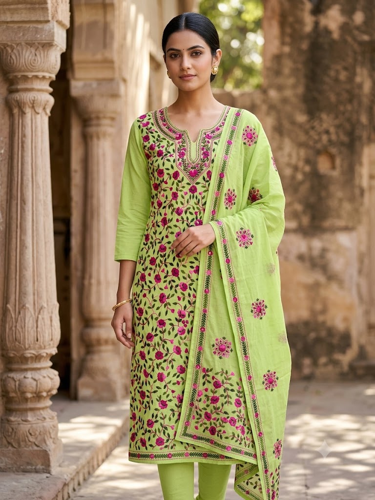 Chikonwala's Exclusive Hand Embroidered Fulkari Dress
