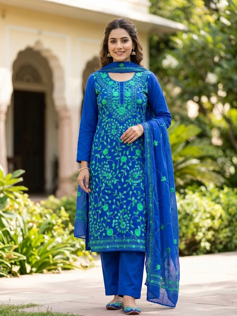 Chikonwala's Exclusive Hand Embroidered Fulkari Dress