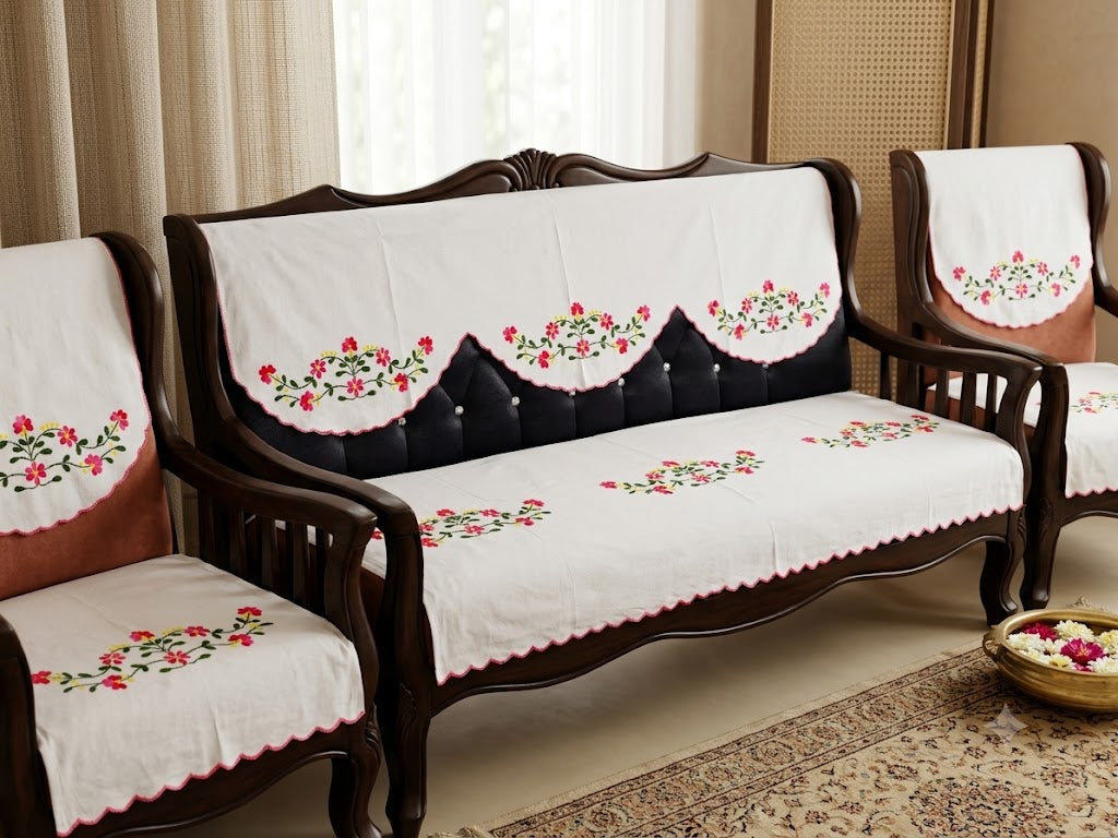Hand Embroidered Sofa Cover (3+1+1 Seater)