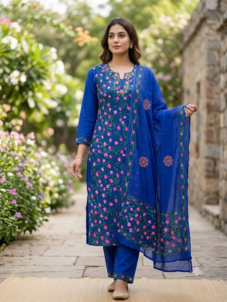 Chikonwala's Exclusive Hand Embroidered Fulkari Dress