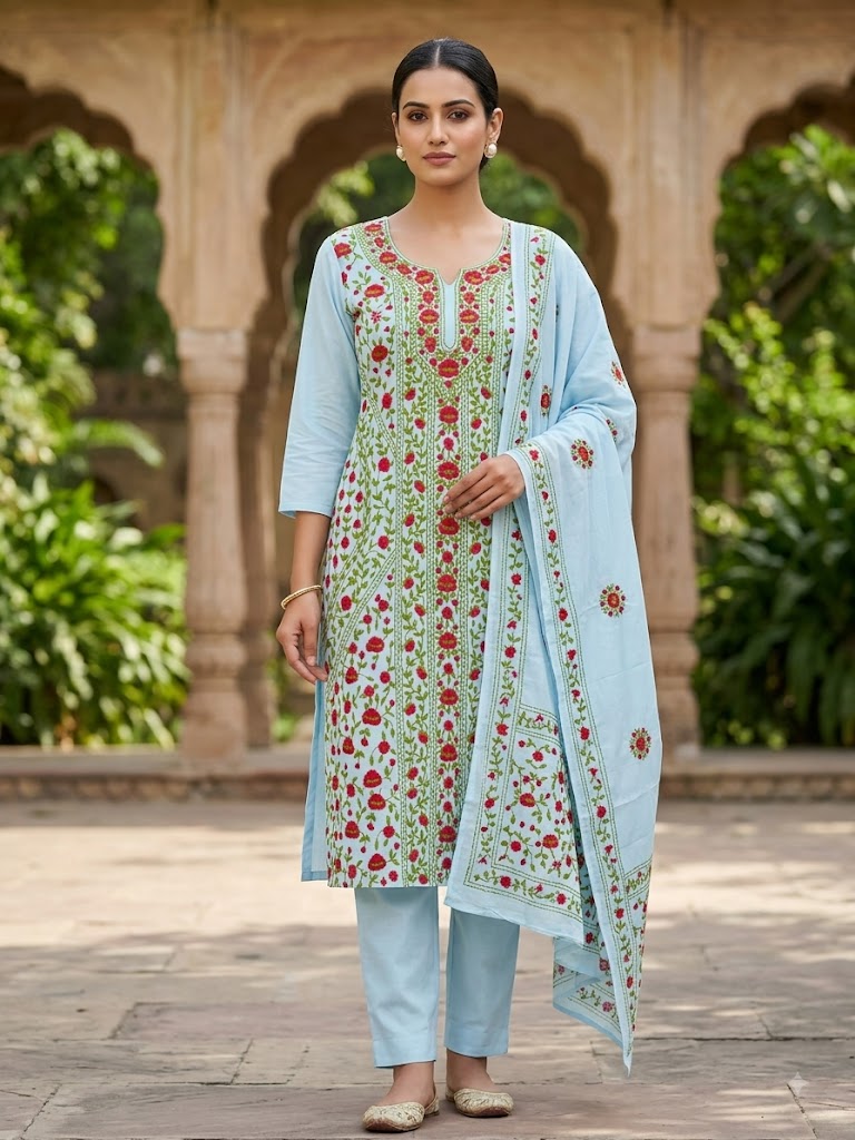 Chikonwala's Exclusive Hand Embroidered Fulkari Dress