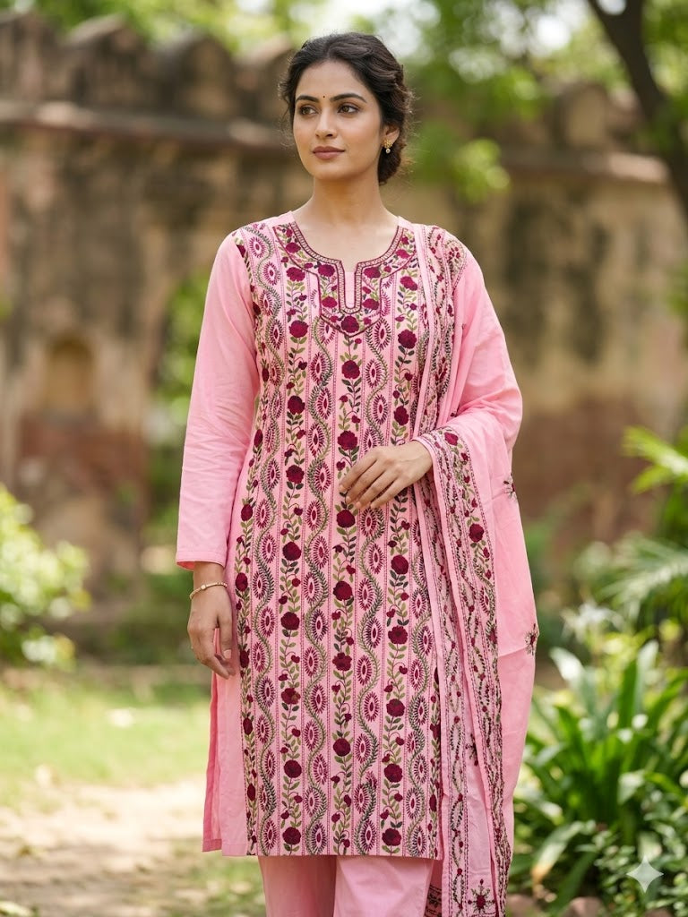 Chikonwala's Exclusive Hand Embroidered Fulkari Dress