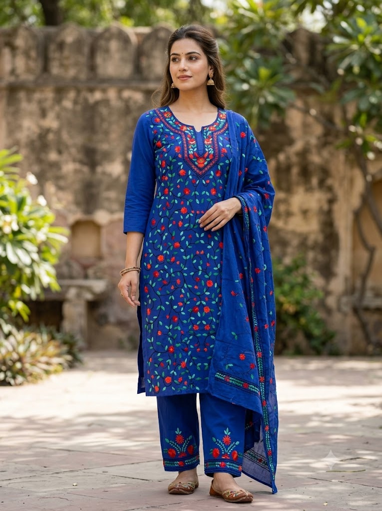 Chikonwala's Exclusive Hand Embroidered Fulkari Dress
