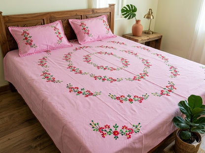 Chikonwala's Hand Embroidered Floral Design Bedsheet