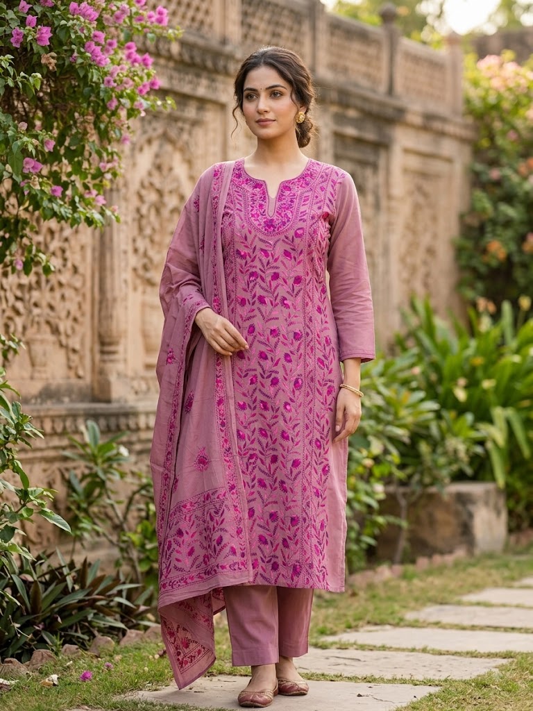 Chikonwala's Exclusive Hand Embroidered Fulkari Dress