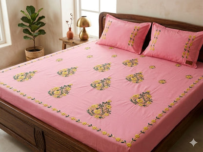 Chikonwala's Hand Embroidered Pure Cotton Bedsheet