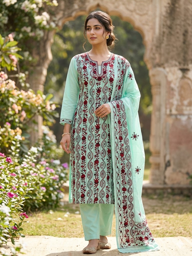 Chikonwala's Exclusive Hand Embroidered Fulkari Dress