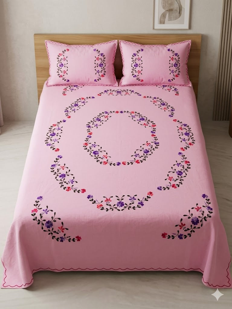 Chikonwala's Hand Embroidered Floral Design Bedsheet