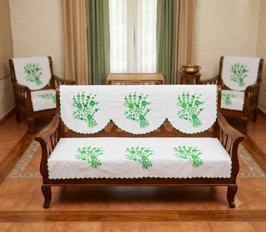 Hand Embroidered Sofa Cover (3+1+1 Seater)