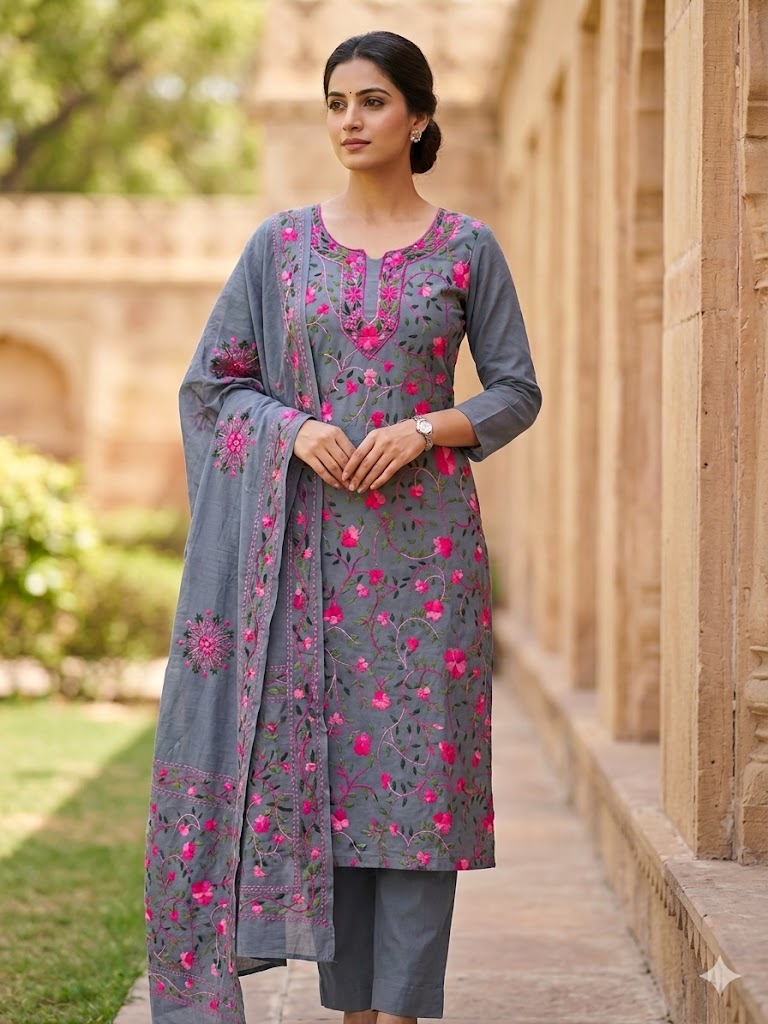 Chikonwala's Exclusive Hand Embroidered Fulkari Dress