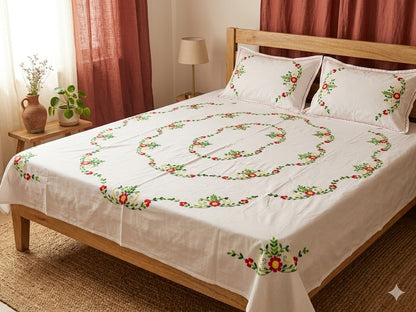 Chikonwala's Hand Embroidered Floral Design Bedsheet