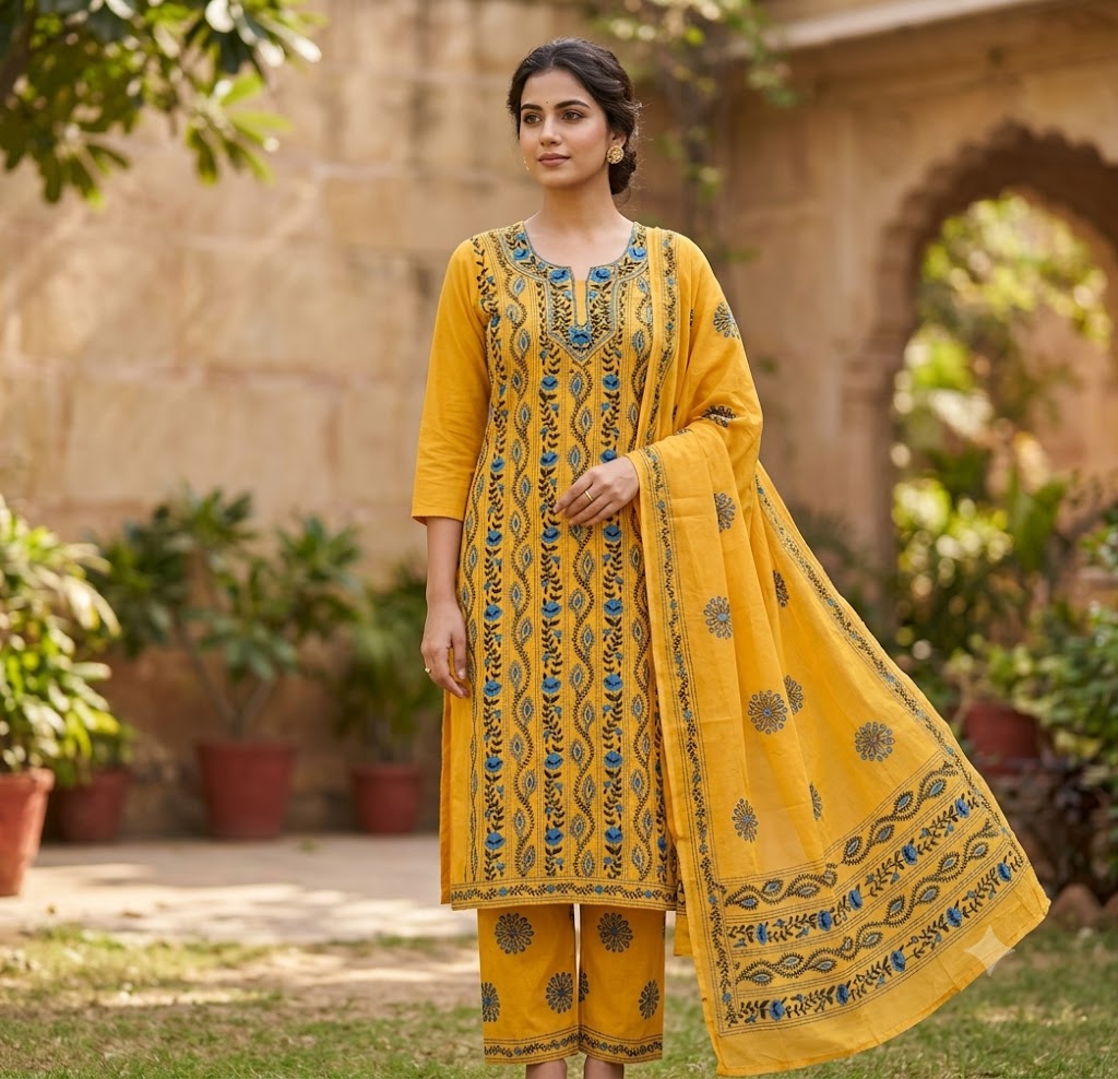Chikonwala's Exclusive Hand Embroidered Fulkari Dress