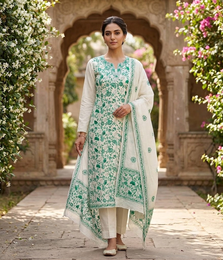 Chikonwala's Exclusive Hand Embroidered Fulkari Dress