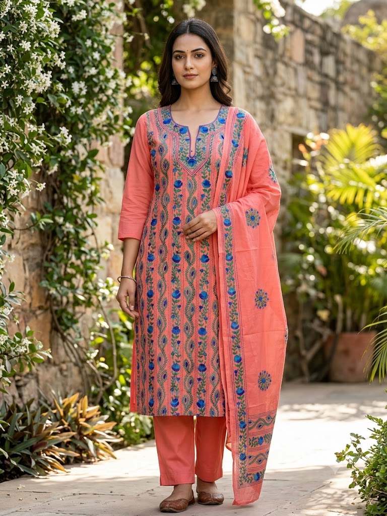 Chikonwala's Exclusive Hand Embroidered Fulkari Dress