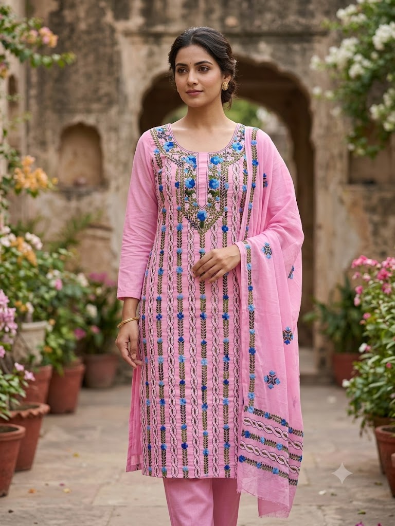 Chikonwala's Exclusive Hand Embroidered Fulkari Dress