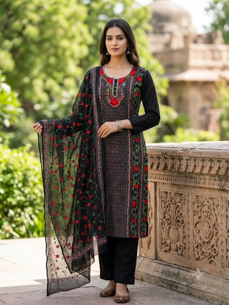 Chikonwala's Exclusive Hand Embroidered Fulkari Dress