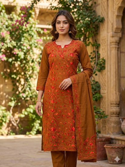 Chikonwala's Exclusive Hand Embroidered Fulkari Dress