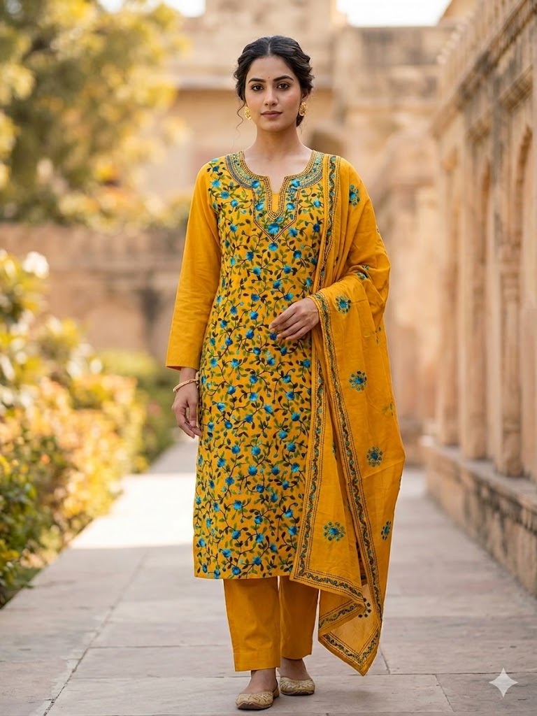 Chikonwala's Exclusive Hand Embroidered Fulkari Dress