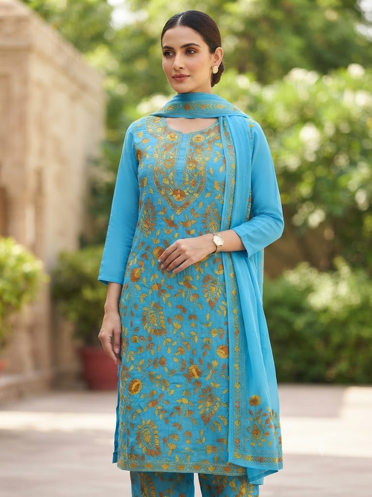 Chikonwala's Exclusive Hand Embroidered Fulkari Dress