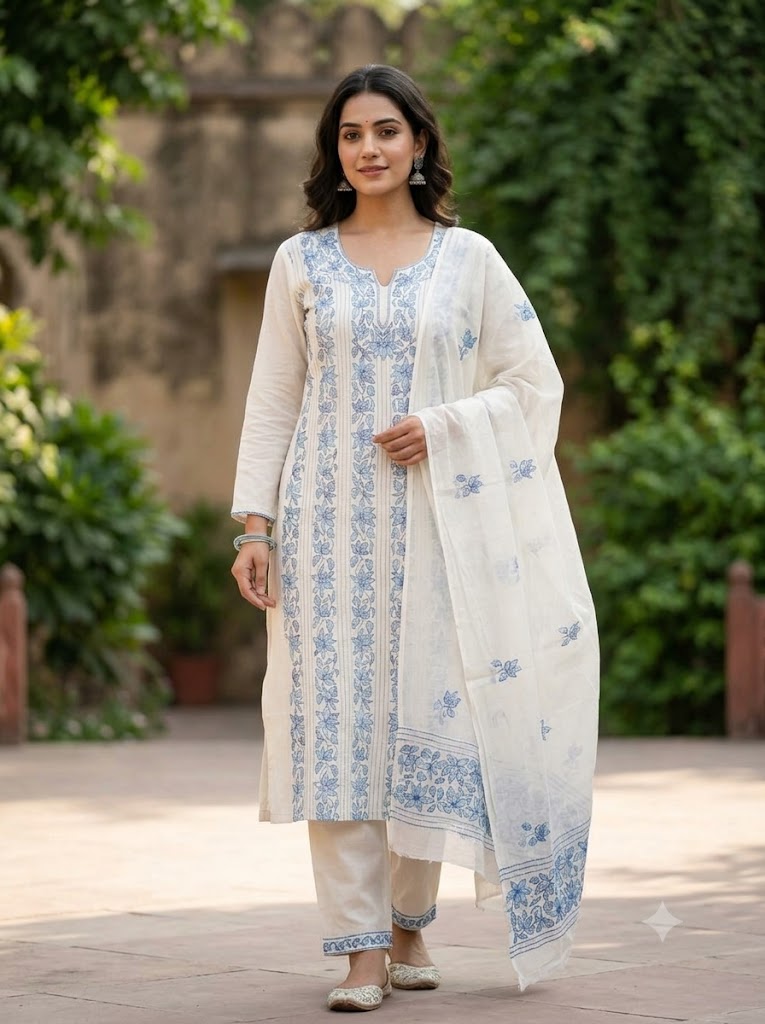Chikonwala's Exclusive Hand Embroidered Bedding Kantha Dress
