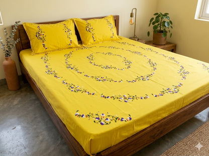 Chikonwala's Hand Embroidered Floral Design Bedsheet