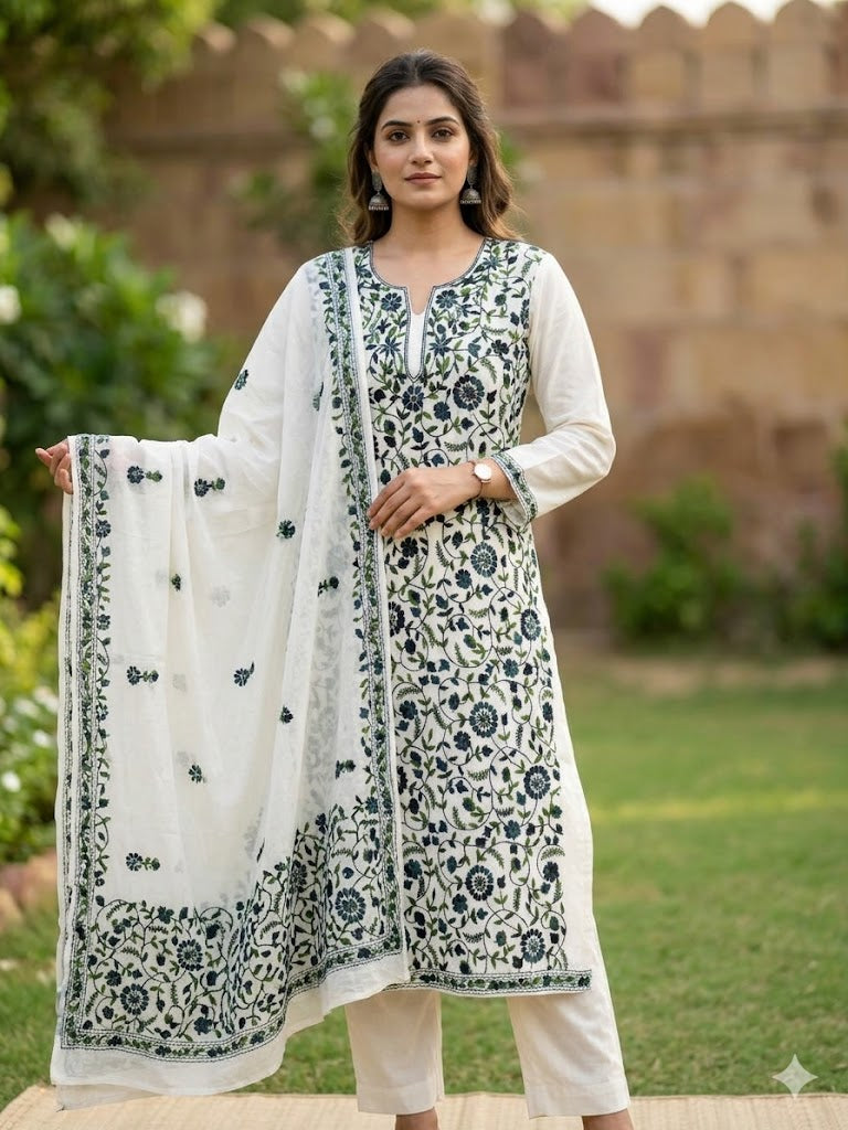 Chikonwala's Exclusive Hand Embroidered Fulkari Dress